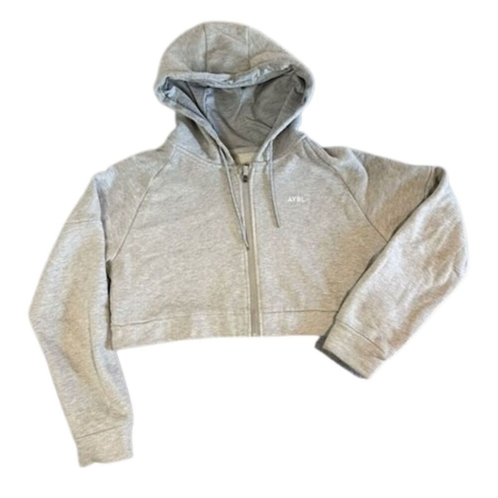 AYBL Cropped Zip Hoodie Women’s XL Gray Gym Workout Athleisure Sweatshirt